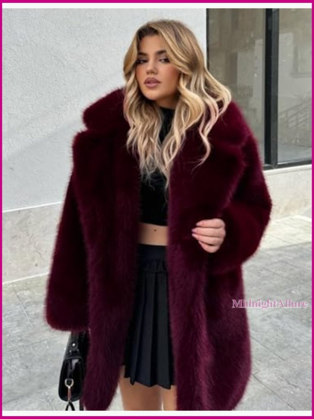 Long Faux Fur Coat Lapel Shaggy Winter Jacket Open Front Outerwear - Picture 5 of 7